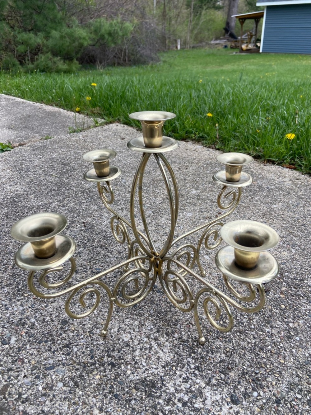 ONLY 2 Multi-Arm Candelabra Set - Elegant Home Accents - gold swirl and silver